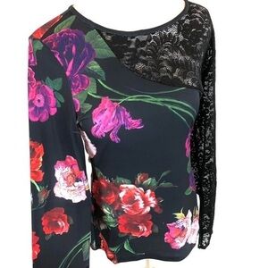 VENUS NWOT Black Lace and Roses Long Sleeve Blouse Top Women’s 1X